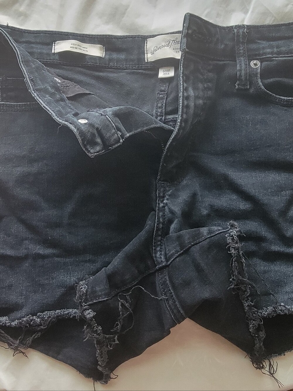 Black Dark Wash Distressed Denim Shorts